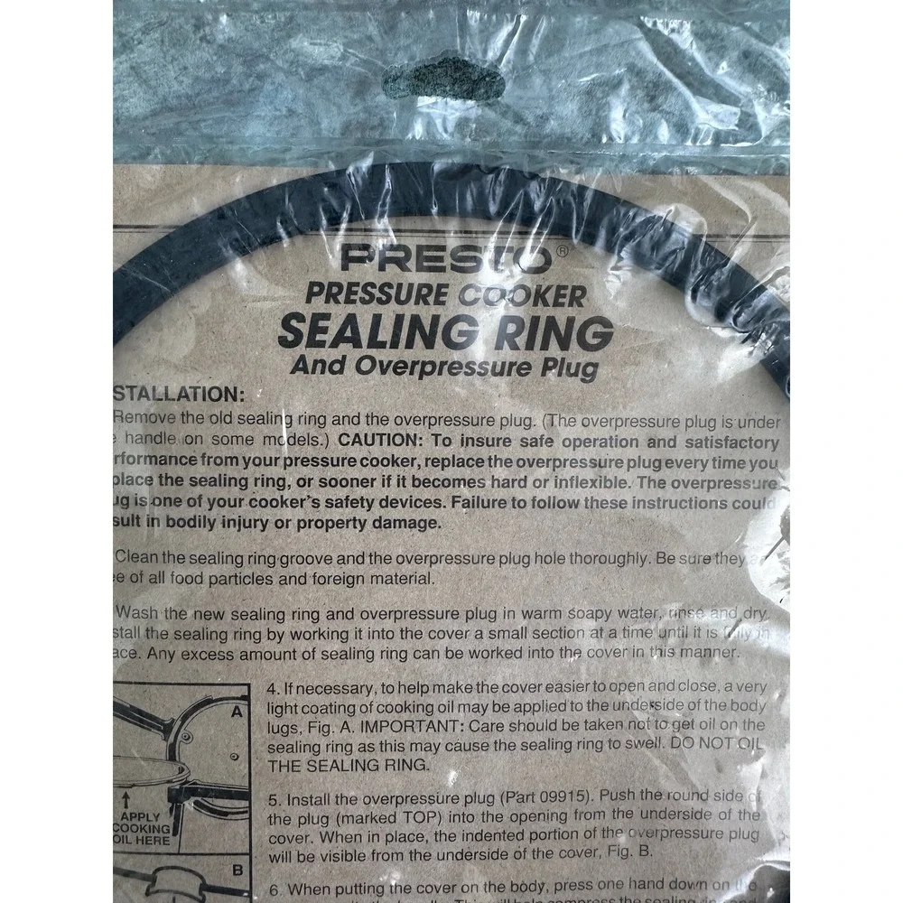 New Presto Pressure Cooker Sealing Ring 09904 09936 W/ Overpressure Plug